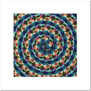 Beach House with Geometric Overlay Spiral Pattern Posters and Art